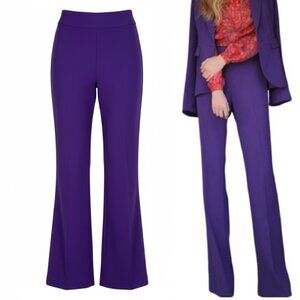 Rachel Zoe Hutton Tux Dress Pants Size 2 Purple Flare Leg High Rise Trouser 38"
